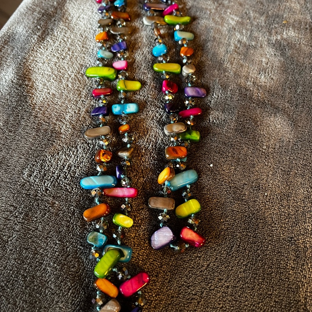 Red and Pink Bohemian Double-Strand Necklace